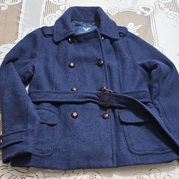 American Eagle Outfitters Jackets & Blazers - Vintage American Eagle Outfitters Women's Dark Blue Peacoat